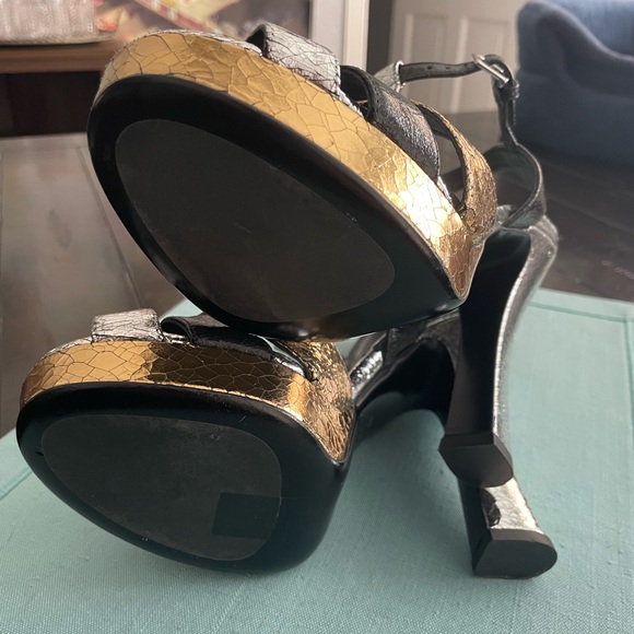 Michael Kors Strappy Platform Heel - Black Gold and Silver - Picture 9 of 9